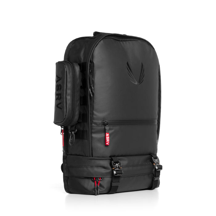Flatlay ASRV Water Resistant Modular Backpack 16L in black, front view