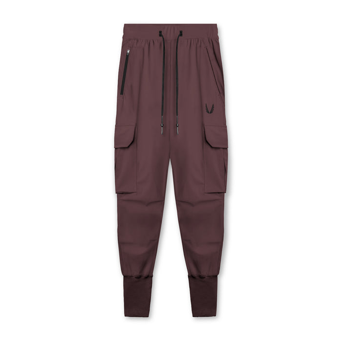 flatlay Tetra-Lite Cargo High Rib Jogger in faded plum, front view