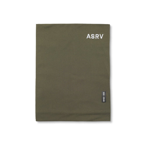 flatlay ASRV Thermal Gaiter in faded olive, front view