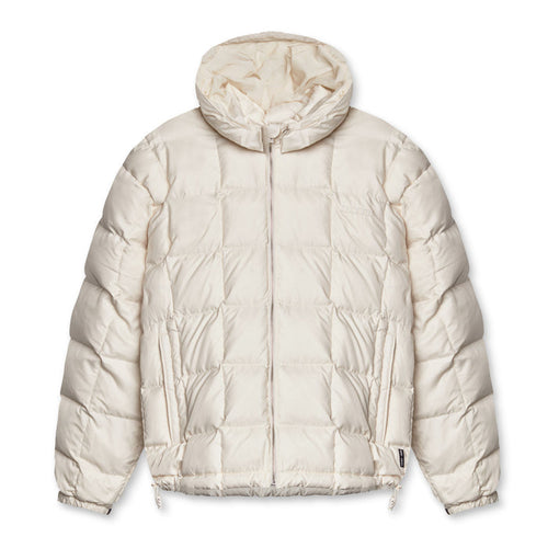 flatlay Weather-Ready Down Puffer Jacket in ivory cream, front view