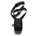 flatlay Waterproof Phone Holster Bag in black with shoulder strap, front view