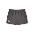 Flatlay of Tetra-Lite Laser Cut 3" shorts in space grey, front view