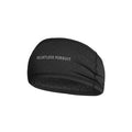 ASRV Outlast Phase Change Headband in black with reflective text, displayed on stand