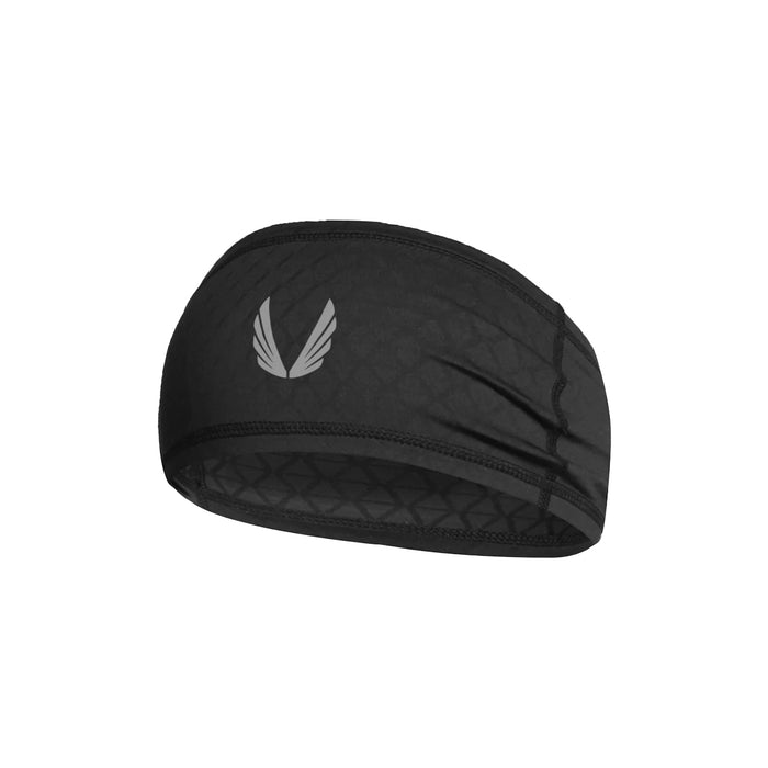 ASRV Phase Change Headband in black with reflective wings logo, front view