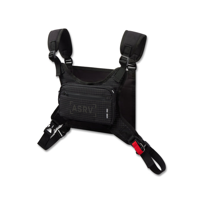 Flatlay Conditioning Chest Pack in black grid, front view