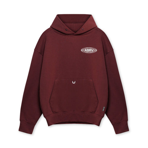 flatlay Tech-Terry Hoodie in crimson, front view