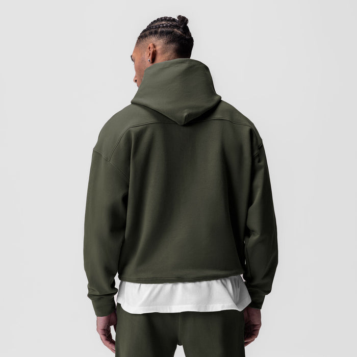 Tech-Terry™ Hoodie in olive, worn by model shown from back view