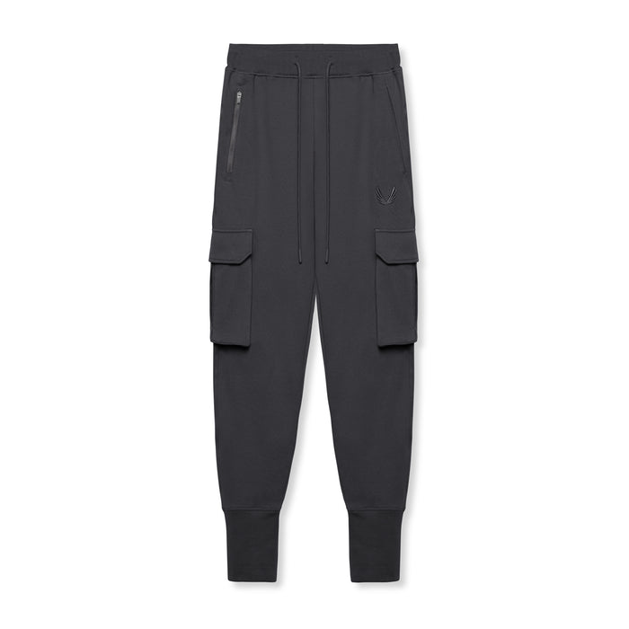 flatlay Tech-Terry Cargo High Rib Jogger in Dusk Black, front view