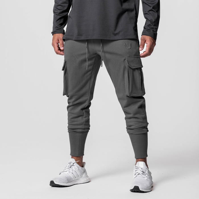 Tech-Terry Cargo High Rib Jogger in raven, worn by model with white sneakers