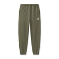 flatlay Tech-Terry Oversized Sweats joggers in olive with ASRV emblem logo, front view