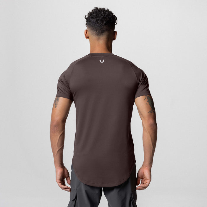 AeroSilver Established Tee in Dark Earth, back view on model