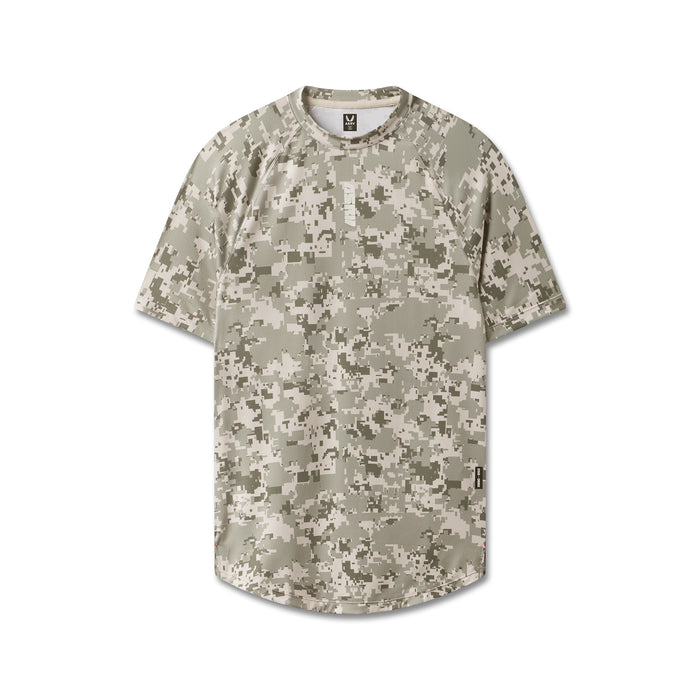 flatlay AeroSilver Established Tee in digital camo Blade pattern, front view