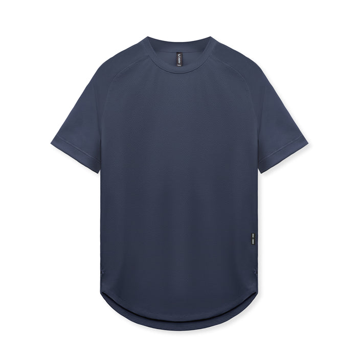 flatlay AeroSilver Established Tee in navy, front view