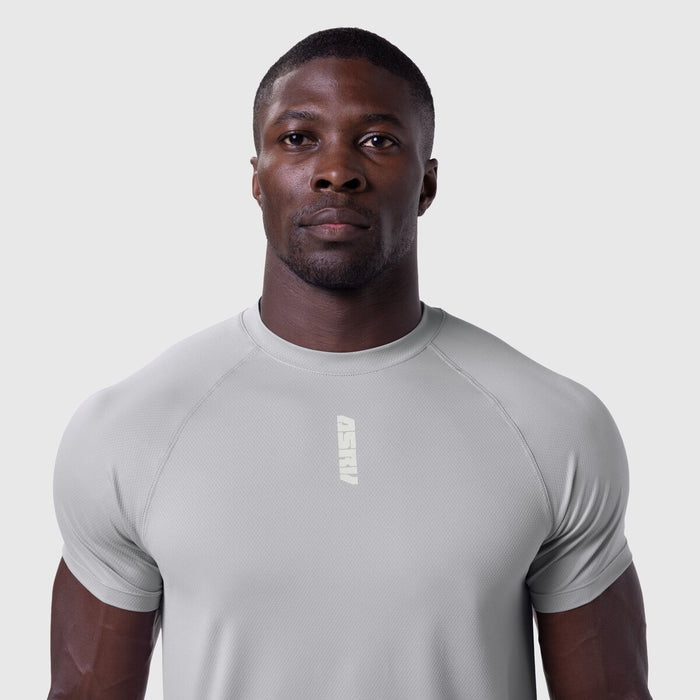 AeroSilver Established Tee in slate grey worn by male model, front view