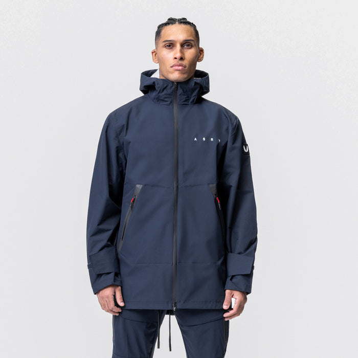 Hipora® Tech Parka in navy worn by model, front view