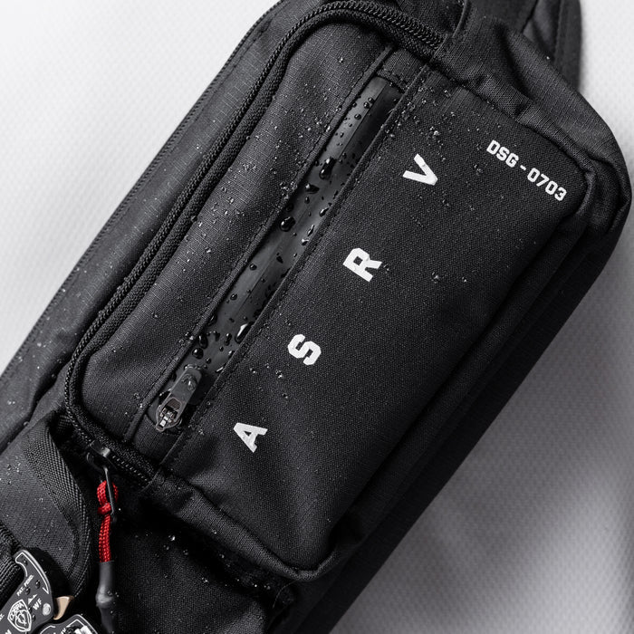 0703 Cordura® Tech Crossbody Pack in black, worn across body