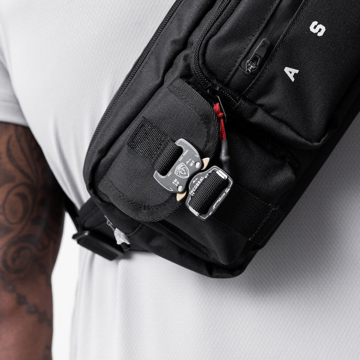 0703 Cordura Tech Crossbody Pack in black, worn across chest