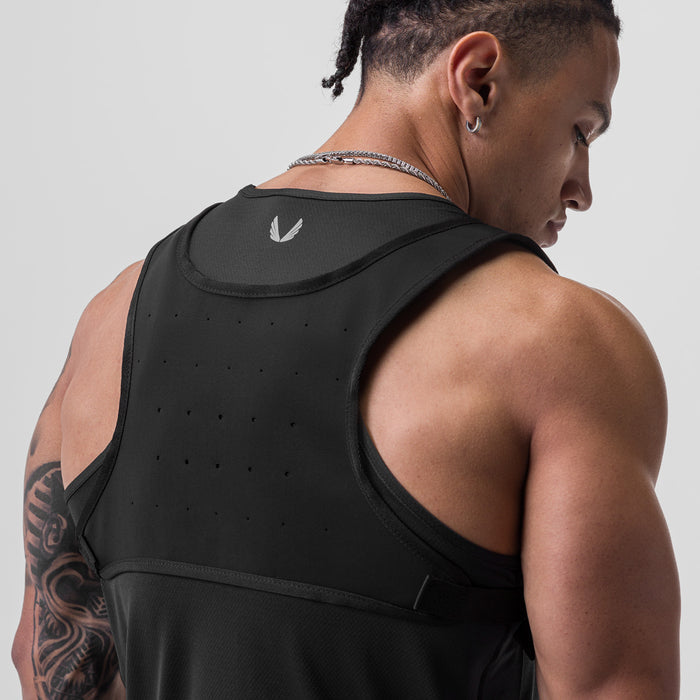 0711 Cordura Lightweight Chest Pack in black, worn by model, back view