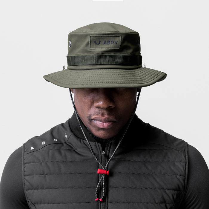 0718 Waterproof Vented Boonie Hat in Dark Olive, worn by model