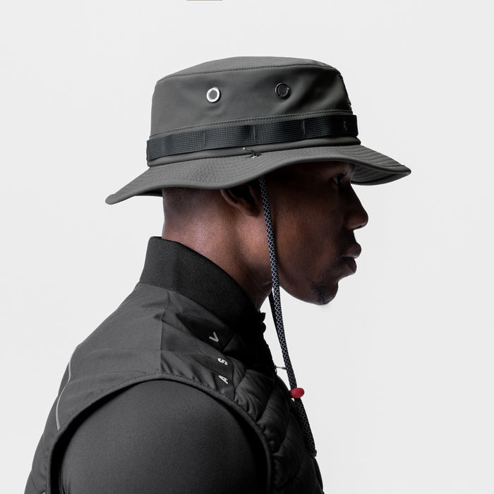 0718 Waterproof Vented Boonie Hat in Space Grey, side profile worn