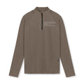 flatlay Core Fitted Quarter Zip in deep taupe, front view