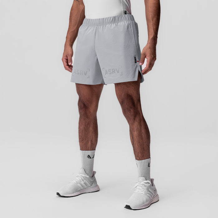 Ripstop 6" Perforated Short in slate grey worn by model, front view