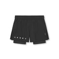 flatlay Ripstop 3" High Split Liner Short in black, front view