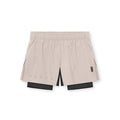 flatlay Ripstop 3" High Split Liner Short in Chai and Black, front view