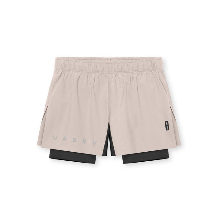 flatlay Ripstop 3" High Split Liner Short in Chai and Black, front view