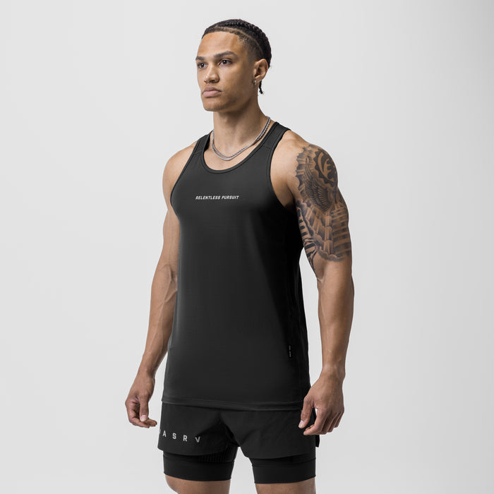AeroSilver Training Singlet in black worn by model, front view