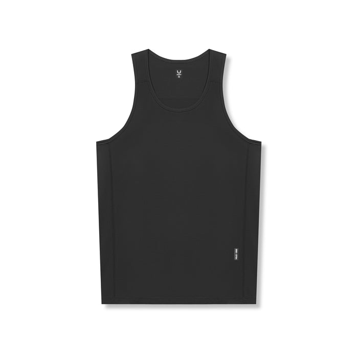 flatlay AeroSilver Training Singlet in black, front view