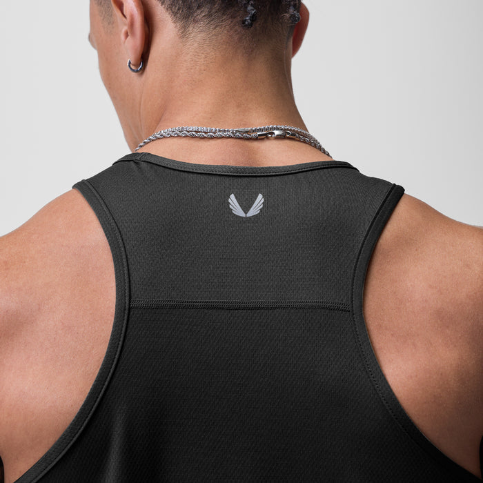 AeroSilver Training Singlet in black, back view on model