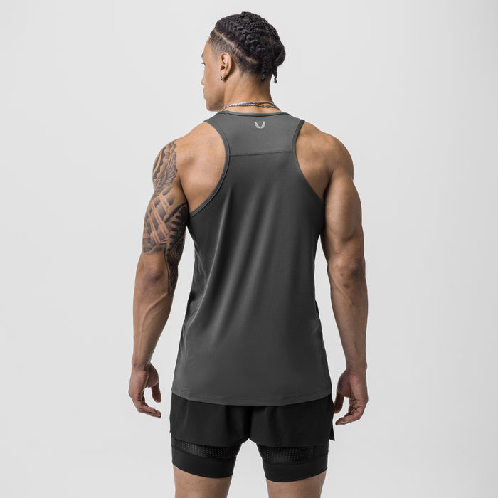 AeroSilver Training Singlet in space grey, worn by model showing back view