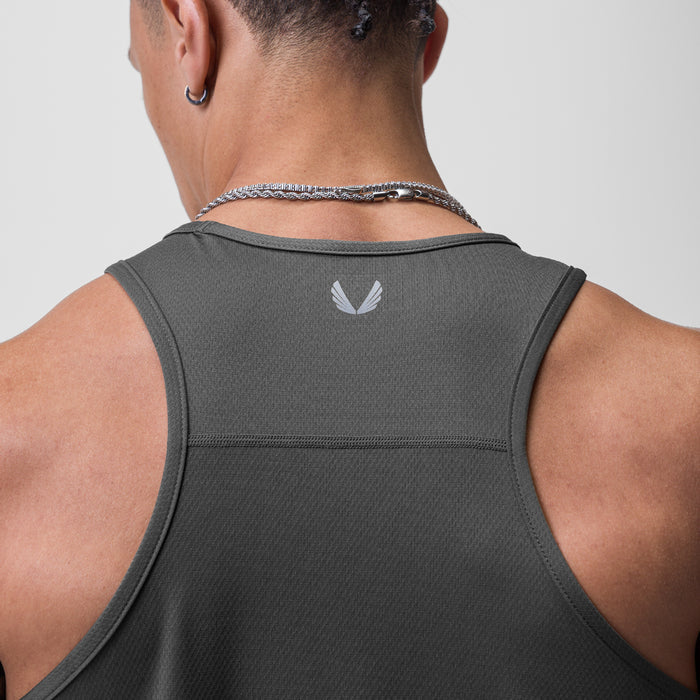 AeroSilver® Training Singlet in space grey, back view on model
