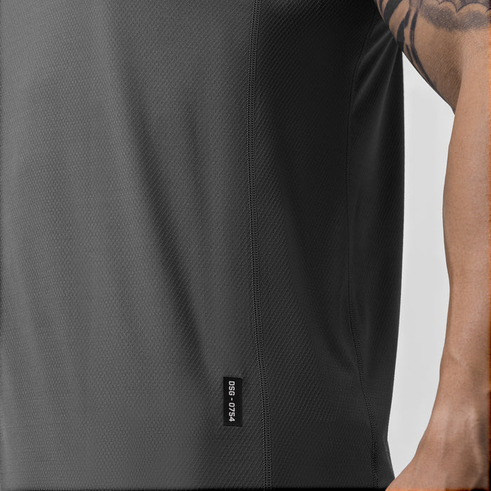 AeroSilver Training Singlet in space grey worn by model, side view