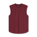 flatlay of a tank top in a deep burgundy red, displayed flat against a clean white background.
