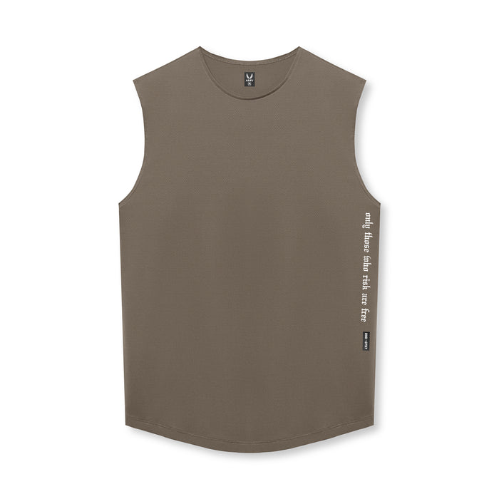 flatlay aerosilver® cutoff tank - deep taupe, front view