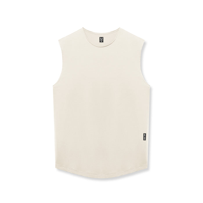 flatlay AeroSilver Cutoff Tank in ivory cream, front view