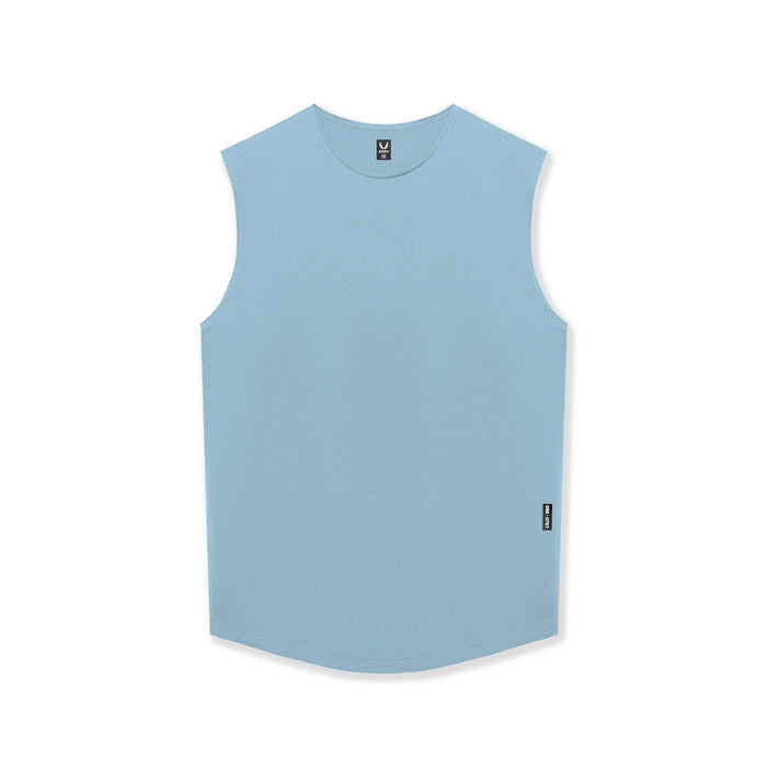flatlay AeroSilver® Cutoff Tank in light sky blue, front view