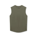 flatlay AeroSilver Cutoff Tank in olive, front view