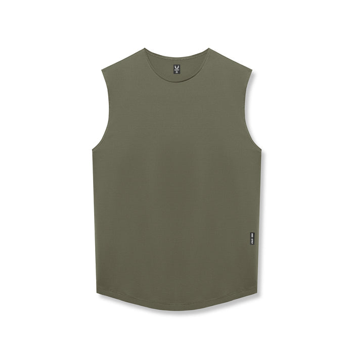 flatlay AeroSilver Cutoff Tank in olive, front view