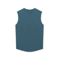 flatlay AeroSilver Cutoff Tank in storm blue, front view