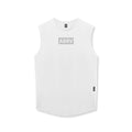 flatlay AeroSilver Cutoff Tank in white with ASRV box logo, front view