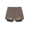 flatlay Ripstop 5" Liner Short in deep taupe with black inner liner, front view