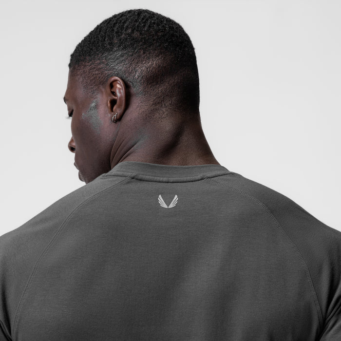Supima® Established Tee in space grey, back view on model