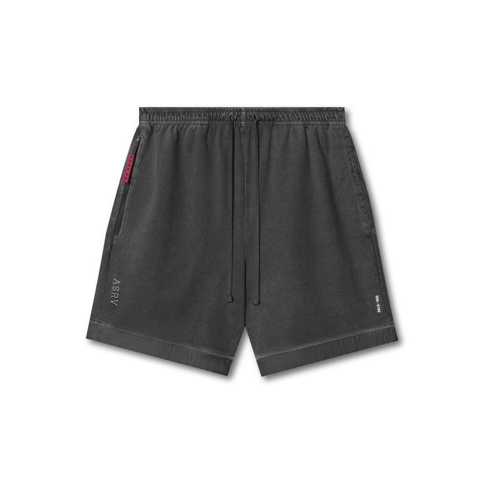 flatlay Tech Essential Sweat Short in faded grey, front view