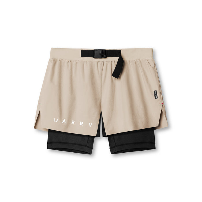 flatlay Ripstop 3" Belt Pack Short in beige and black, overhead view