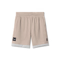 flatlay SilverPlus Mesh Reversible Shorts in beige and white, front view