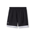 flatlay SilverPlus Mesh Reversible Shorts in black and white, front view