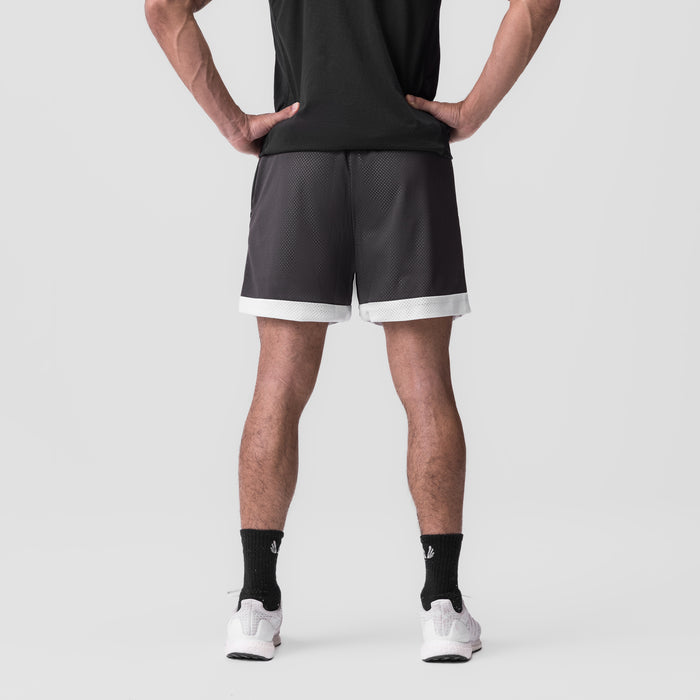 SilverPlus™ Mesh Reversible Shorts in Raven/White, back view on model